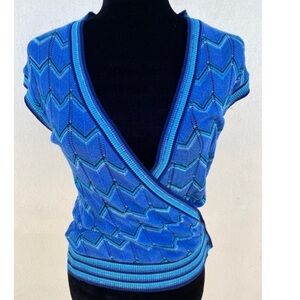 Vintage surplice sleeveless knit top S